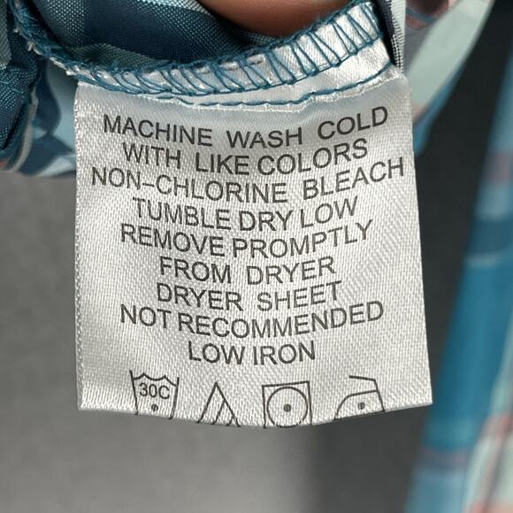 Simms Fishing Shirt Womens Medium Plaid Nylon Pearl Snap Western Outdoors - Picture 7 of 14